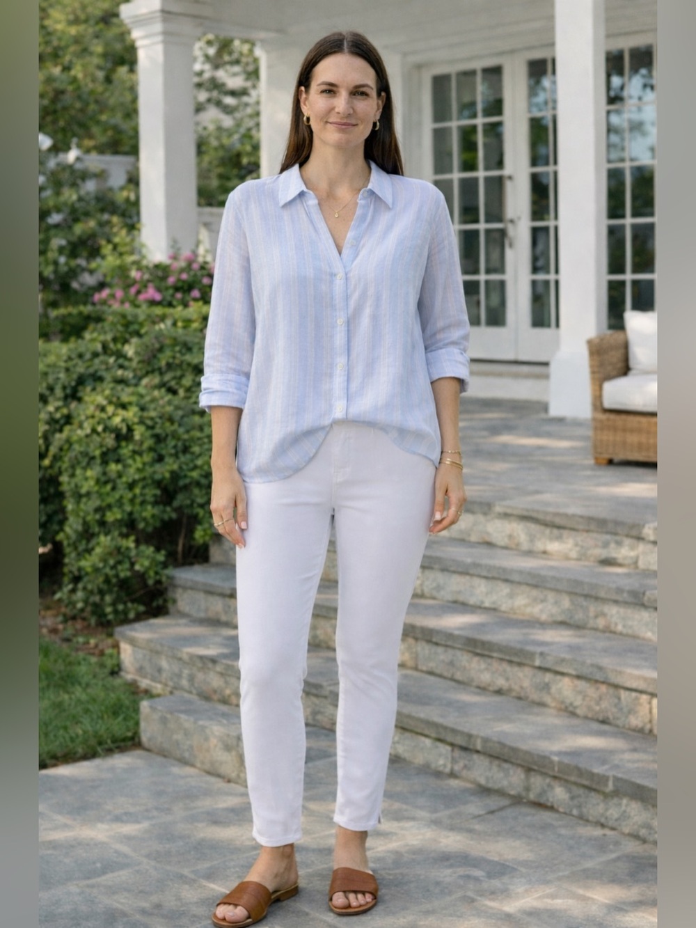 Soft Surroundings White Ankle Pants Pull On Stretch Straight Leg M NWT - Picture 2 of 14